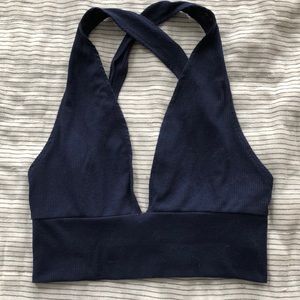Shein Navy Blue Halter Top Crop Top